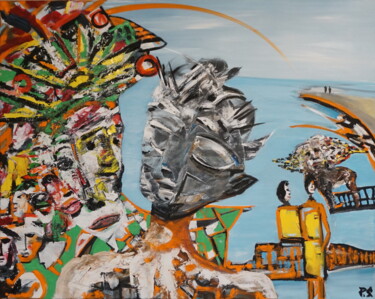 Картина под названием "Hierachical Masquea…" - Peter Stutz, Подлинное произведение искусства, Масло Установлен на Деревянная…
