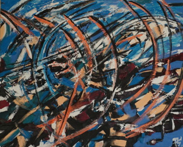 Malerei mit dem Titel "Cosmic complexity" von Peter Stutz, Original-Kunstwerk, Öl Auf Keilrahmen aus Holz montiert