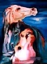 Pintura titulada "Caballos en el Mar" por Peter Sussmann (Pinturas), Obra de arte original