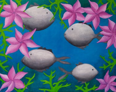 Pittura intitolato "Underwater harmony…" da Peter Vamosi, Opera d'arte originale, Acrilico