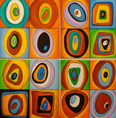 Schilderij getiteld "Mosaic of colors" door Peter Vamosi, Origineel Kunstwerk, Acryl