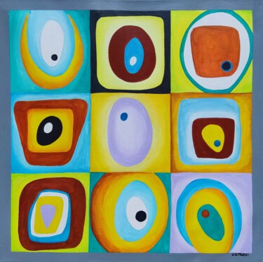 Картина под названием "Mosaic of colors 3" - Peter Vamosi, Подлинное произведение искусства, Акрил