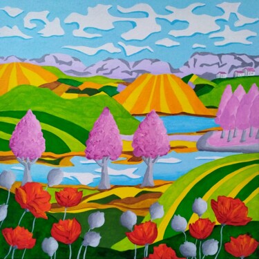 Malerei mit dem Titel "Spring idyl" von Peter Vamosi, Original-Kunstwerk, Acryl Auf Keilrahmen aus Holz montiert