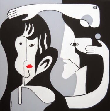 Картина под названием "Caress No.1" - Peter Vamosi, Подлинное произведение искусства, Акрил Установлен на Деревянная рама дл…