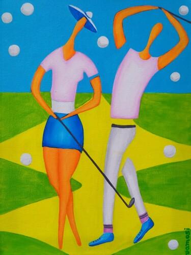 Malerei mit dem Titel "Golf pleasure No.2…" von Peter Vamosi, Original-Kunstwerk, Acryl Auf Keilrahmen aus Holz montiert