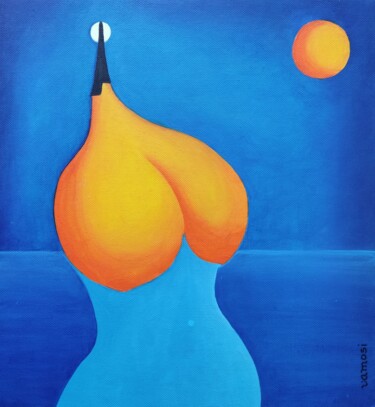 Painting titled "Woman - The eternal…" by Peter Vamosi, Original Artwork, Acrylic Mounted on Cardboard