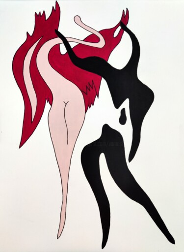 Painting titled "Dance with angel No…" by Peter Vamosi, Original Artwork, Acrylic