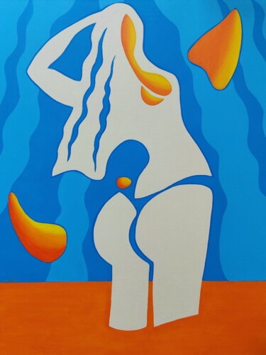 Malerei mit dem Titel "Woman combing her h…" von Peter Vamosi, Original-Kunstwerk, Acryl Auf Keilrahmen aus Holz montiert