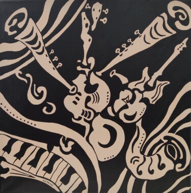 Картина под названием "Crazy music 1." - Peter Vamosi, Подлинное произведение искусства, Акрил Установлен на Деревянная рама…