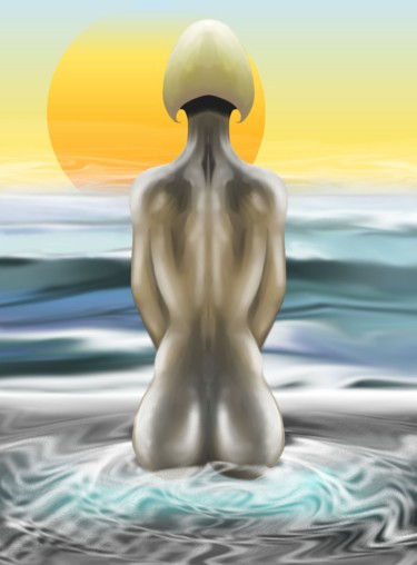 Digitale Kunst getiteld "Sonne und Meer" door Picturewall, Origineel Kunstwerk, Digitaal Schilderwerk