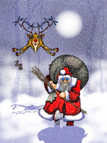 Digital Arts titled "Weihnacht mit Drohne" by Picturewall, Original Artwork, Digital Painting