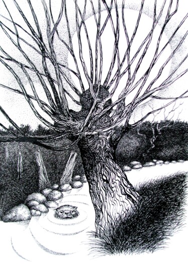 Desenho intitulada "Otter" por Picturewall, Obras de arte originais, Tinta