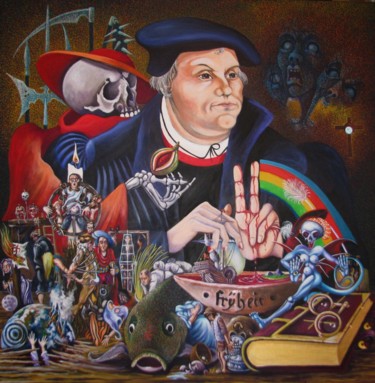 Malerei mit dem Titel "Martin-Luther" von Picturewall, Original-Kunstwerk, Öl