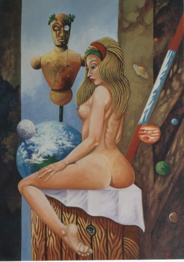 Malerei mit dem Titel "Gaia und der Herr" von Picturewall, Original-Kunstwerk, Öl