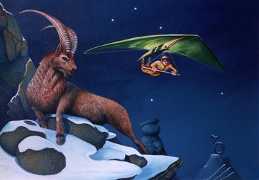 Painting titled "Steinbock" by Picturewall, Original Artwork, Oil