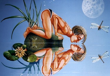 Schilderij getiteld "Zwilling" door Picturewall, Origineel Kunstwerk, Olie