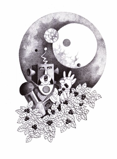 Drawing titled "Roboterplanet" by Picturewall, Original Artwork, Other