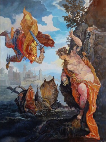 Digital Arts titled "Perseus and Androme…" by Peter Wingham, Original Artwork, Digital Painting
