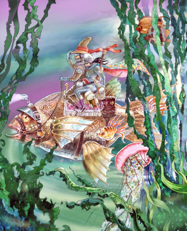 Цифровое искусство под названием "Underwater Travelers" - Peter Wingham, Подлинное произведение искусства, Цифровая живопись