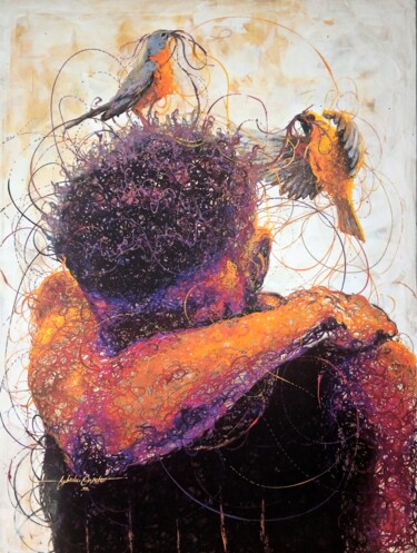 Картина под названием "WEAVE ME" - Peter Agbadu, Подлинное произведение искусства, Акрил