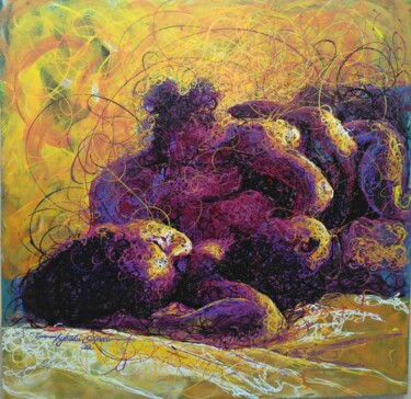 Malerei mit dem Titel "MAMA EJIME "Mother…" von Peter Agbadu, Original-Kunstwerk, Acryl