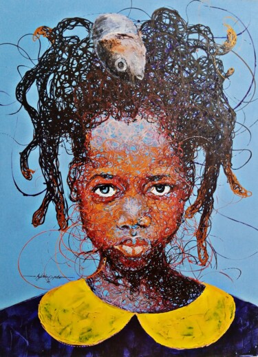 Painting titled "Symbi's Absence" by Peter Agbadu, Original Artwork, Acrylic