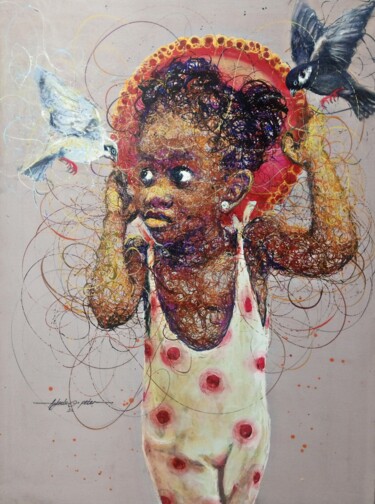 Painting titled "Pure heart" by Peter Agbadu, Original Artwork, Acrylic