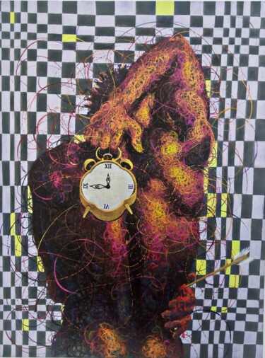 Картина под названием "QUARTER TO" - Peter Agbadu, Подлинное произведение искусства, Акрил