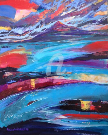 Painting titled "Mountain River" by Peter-Jan Durieux, Original Artwork, Acrylic