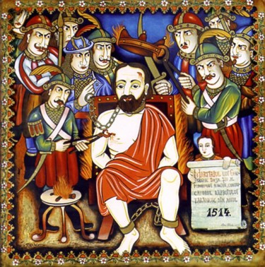 Painting titled "Martyrdom of G.Doja." by Peter Ghetu, Original Artwork, Oil