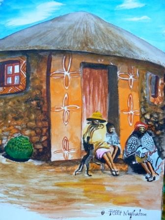 Installation titled "Basotho at home (ha…" by Peter Maphatsoe, Original Artwork