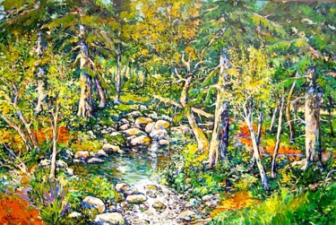 Painting titled "Canadian Forest" by Peter Radacina, Original Artwork, Oil