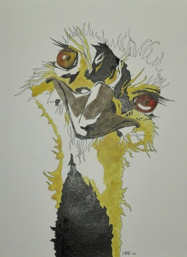 Drawing titled "Sourire malicieux" by Laure Joss, Original Artwork, Ink