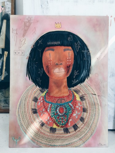 Картина под названием "Africa “Rituales pa…" - Petita Lechatrose, Подлинное произведение искусства, Мел