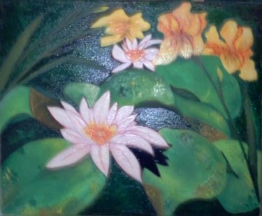 Peinture intitulée "Pond Lilies" par Les Petits Pinceaux De Norah Joy, Œuvre d'art originale