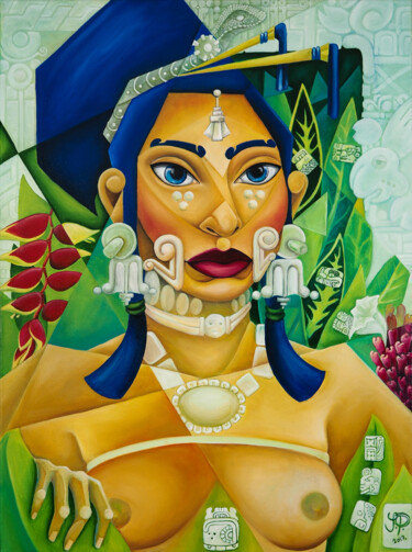 IXCHEL Painting titled "IXCHEL" by Jelena Petkovic, Original Art, Oil Mounted on Stretcher frame