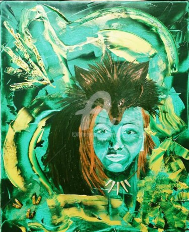 Peinture intitulée "La louve" par Jhp Creations - Joelle Hagoulon-Petot, Œuvre d'art originale, Acrylique