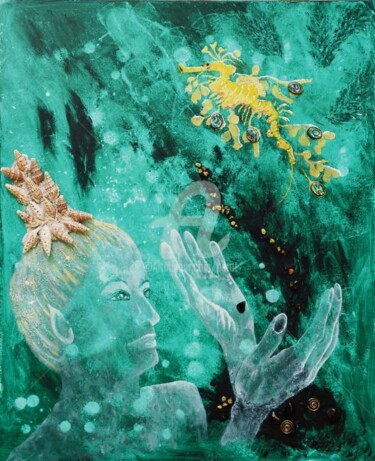 Painting titled "Le dragon des mers" by Jhp Creations - Joelle Hagoulon-Petot, Original Artwork