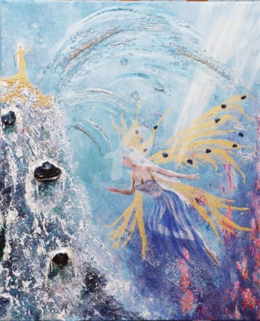 Peinture intitulée "La cascade aux fées" par Jhp Creations - Joelle Hagoulon-Petot, Œuvre d'art originale