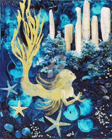 Peinture intitulée "La petite sirène" par Jhp Creations - Joelle Hagoulon-Petot, Œuvre d'art originale