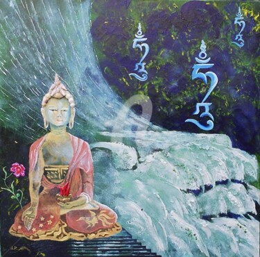 Painting titled "Buddha Medecine" by Jhp Creations - Joelle Hagoulon-Petot, Original Artwork