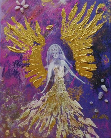 Peinture intitulée "Les ailes de l'ange" par Jhp Creations - Joelle Hagoulon-Petot, Œuvre d'art originale, Acrylique Monté s…