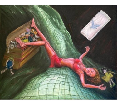 Картина под названием "Falling down" - Irina Petrova, Подлинное произведение искусства, Масло