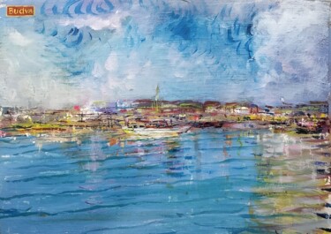 Painting titled "Adriatic Budva, acr…" by Petr Kisenuk, Original Artwork, Acrylic