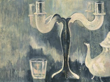 Malerei mit dem Titel "Silver objects" von Petr Ldin, Original-Kunstwerk, Öl