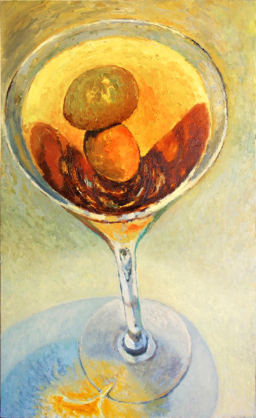 Painting titled "Olives in martini" by Petr Ldin, Original Artwork, Oil