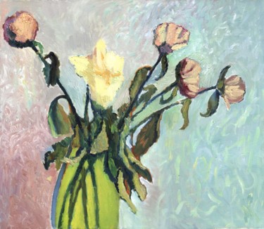Painting titled "Tender Roses" by Petr Ldin, Original Artwork, Oil