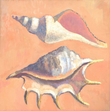 Pintura intitulada "The shells on wet s…" por Petr Ldin, Obras de arte originais, Óleo
