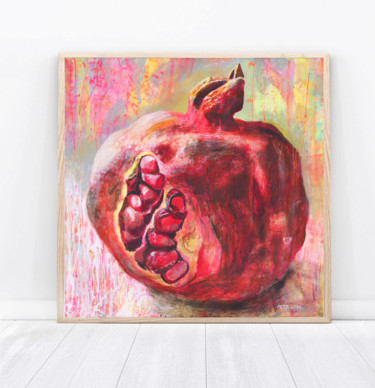 Painting titled "The ripe POMEGRANATE" by Petr Ldin, Original Artwork, Acrylic