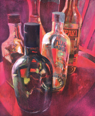 Painting titled "Pink Wine" by Petr Ldin, Original Artwork, Acrylic